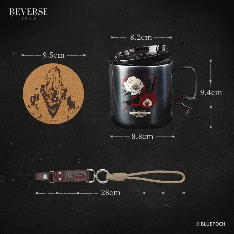 Reverse: 1999 "Drink Up Your Hesitation" Character Stainless Steel Mug & Nylon Lanyard Set - Image 6